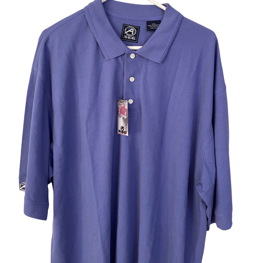 Ahead Polo Shirt Mens 2X Purple Cotton Pique Golf Short Sleeve top 100% Cotton